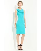Oscar de la Renta Cascading Cowl Neck Wool Crepe Dress - Lyst