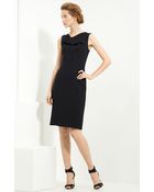 Oscar de la Renta Cascading Cowl Neck Wool Crepe Dress - Lyst