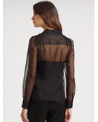 St. John Silk Organza Tuxedo Blouse - Lyst