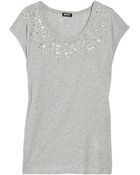 DKNY Diamanté-embellished Cotton T-shirt - Lyst