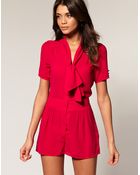 ASOS Collection Asos Pussybow Playsuit - Lyst