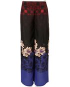 Topshop Border Print Wide Leg Trousers - Lyst