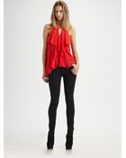 BCBGMAXAZRIA Claudia Cascade Ruffle Halter Top - Lyst
