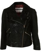 Topshop Snake Suede Biker - Lyst
