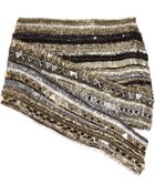 Balmain Crystal-embellished Metallic Silk Mini Skirt - Lyst