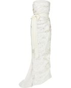 Lanvin Strapless Silk-gazar Beaded Gown - Lyst