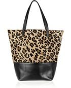 Maje Ketchup Leopard-print Calf Hair and Leather Tote - Lyst