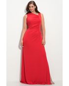 Calvin Klein Ruched Matte Jersey Gown (plus) - Lyst
