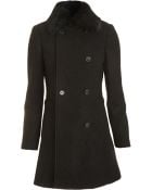 Barneys New York Rabbit Fur Collar Coat - Lyst