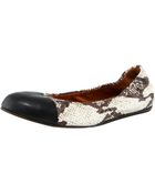 Lanvin Cap-toe Snake-print Ballerina - Lyst