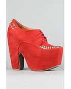 Jeffrey Campbell The Wright Shoe in Red and Silver Suede - Lyst