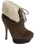 L.a.m.b. Brown Suede Pier Shearling Ankle Booties - Lyst