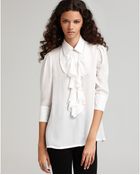 Alice + Olivia Jewel Ruffle Front Blouse - Lyst