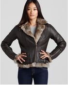 Michael Kors Kors Fur Trim Leather Jacket - Lyst