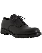 Prada Black Leather Rubber Lug Oxfords - Lyst