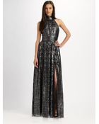 Halston Heritage Diamond Scarf Neck Gown - Lyst