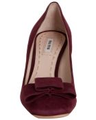 Miu Miu Garnet Suede Square Toe Bow Detail Pumps - Lyst