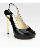 Jimmy Choo Shaw Patent Leather Slingback Platform Pumps - Lyst