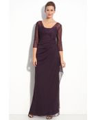 Alex Evenings Mesh Overlay Gown - Lyst