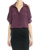 Fifteen-twenty Open Shoulder Button Down Blouse - Lyst