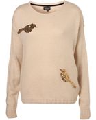 Topshop Knitted Sequin Bird Sweat - Lyst