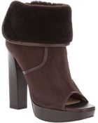 Michael Kors Peep-Toe Shearling Boot - Lyst