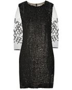 3.1 Phillip Lim Mesh-Sleeved Leather Paillette Dress - Lyst