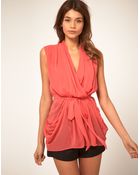 ASOS Collection Asos Sexy Belted Wrap Top - Lyst
