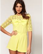 ASOS Collection Asos Lace Bow Playsuit - Lyst