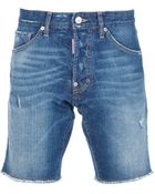 DSquared² Distressed Denim Shorts - Lyst