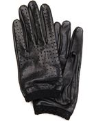 Mango Holey Leather Gloves - Lyst