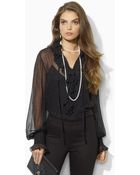 Ralph Lauren Blue Label Caroline Silk Georgette Blouse - Lyst