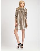 10 Crosby Derek Lam Silk Lame Shirt Dress - Lyst