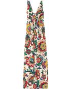 Tory Burch Coral Silk-Blend Maxi Dress - Lyst