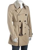 Burberry London Honey Cotton Britton Shearling Collar Trench - Lyst
