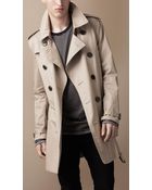 Burberry Mid-Length Cotton Trench Coat - Lyst