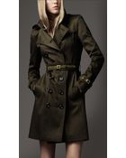 Burberry Suede Trim Trench Coat - Lyst