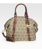 MICHAEL Michael Kors Bedford Medium Jacquard Satchel - Lyst