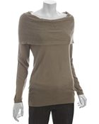 Tahari Honey Maple Wool Blend Lila Foldover Neck Sweater - Lyst