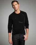 Versace Leather-trim Raglan Tee - Lyst