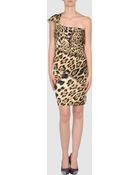 Roberto Cavalli Leopard Print Short Dress - Lyst