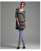 M Missoni Silver Metallic Wave Stripe V-neck Dress - Lyst