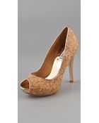 Badgley Mischka Willoe Glitter Cork Pumps - Lyst