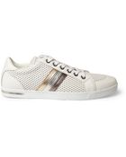 Dolce & Gabbana Perforated Leather Tri-stripe Sneakers - Lyst