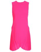 Christopher Kane Crepe Wool Dress with Pleated Sides - Lyst