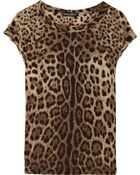 Dolce & Gabbana Leopard-print Silk-crepe Top - Lyst