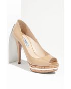 Prada Open Toe Platform Pump - Lyst