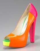Brian Atwood Alima Colorblock Fluorescent Platform Pump - Lyst