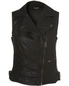 Topshop Sleeveless Pu Biker - Lyst