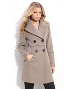 Elie Tahari Double Breasted Coat - Lyst